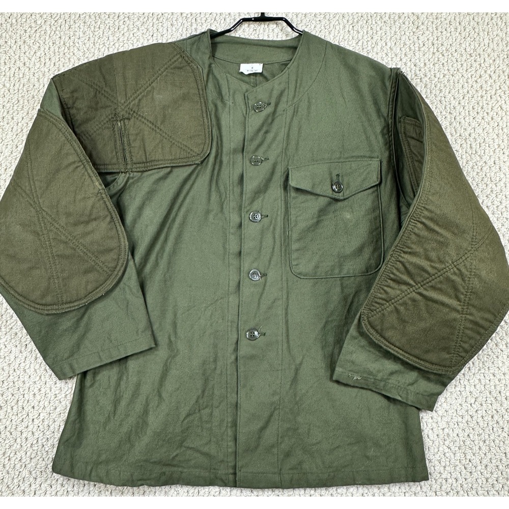 Vtg 70s Shooting Coat Mens M Army Green Military Heavy Button Up Jacket Padded